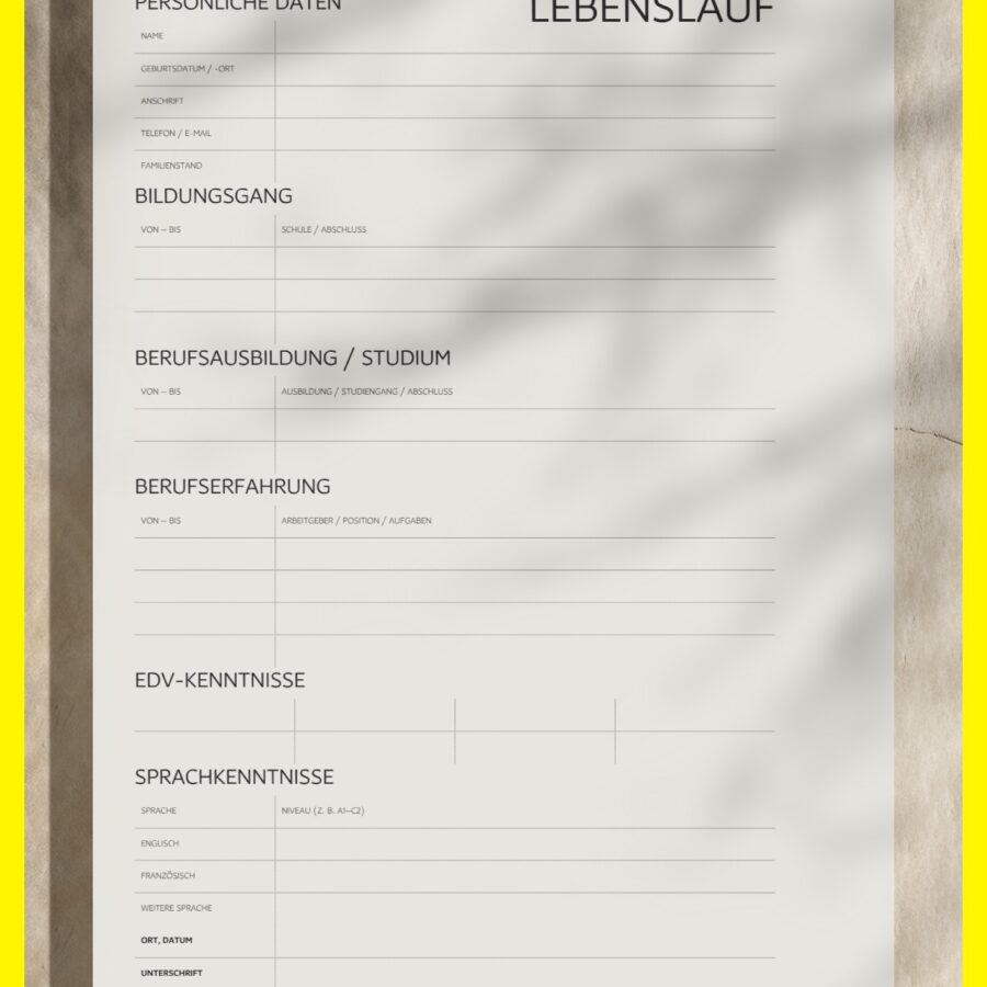 Tabellarischer Lebenslauf Berufserfahrene – Strukturierte PDF Vorlage für Bewerbungen