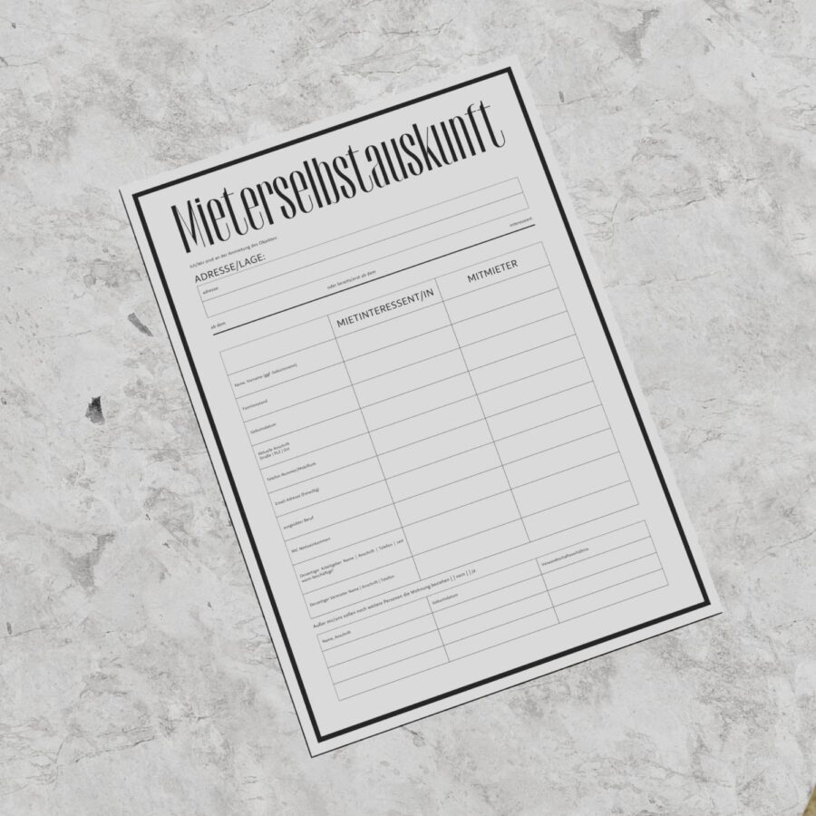 Professionell Mieterselbstauskunft Dokument A4-Format-13