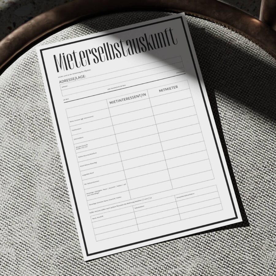 Professionell Mieterselbstauskunft Dokument A4-Format-9