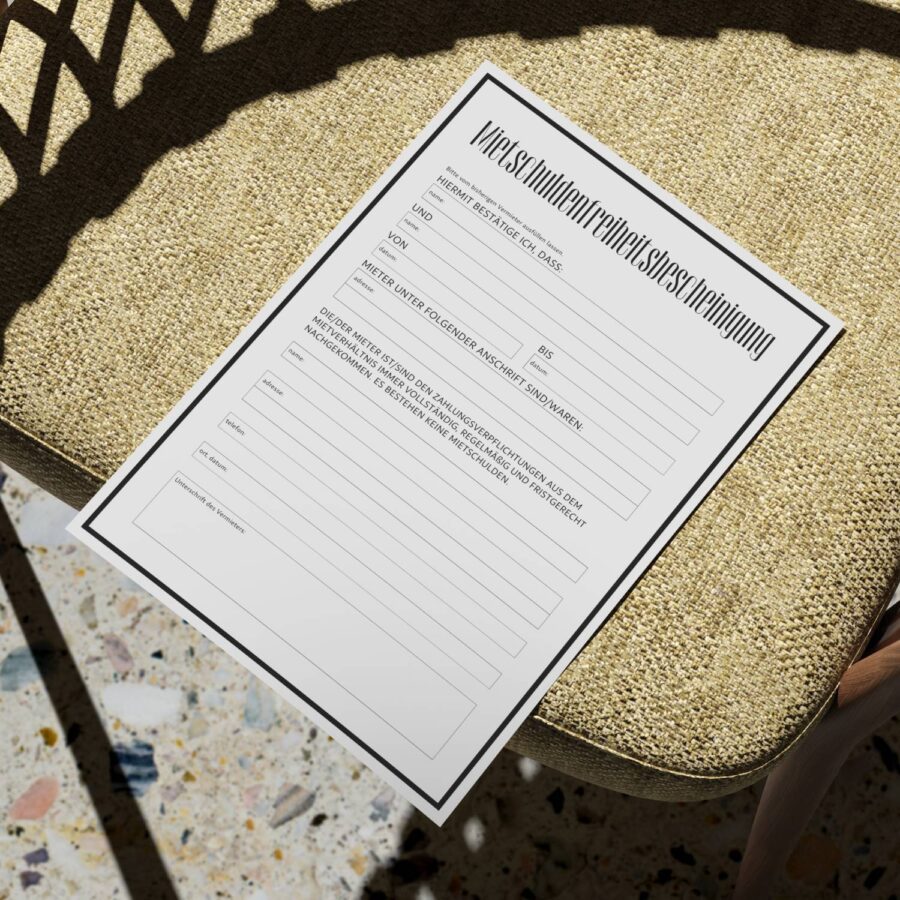 Professionell Mietschuldenfreiheitsbescheinigung Dokument A4-Format-9