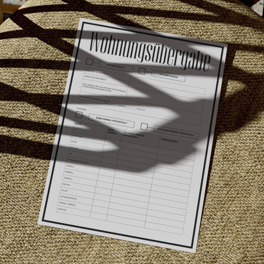Professionell Wohnungsübergabeprotokoll Dokument A4-Format-10