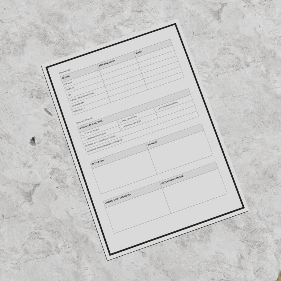 Professionell Wohnungsübergabeprotokoll Dokument A4-Format-11