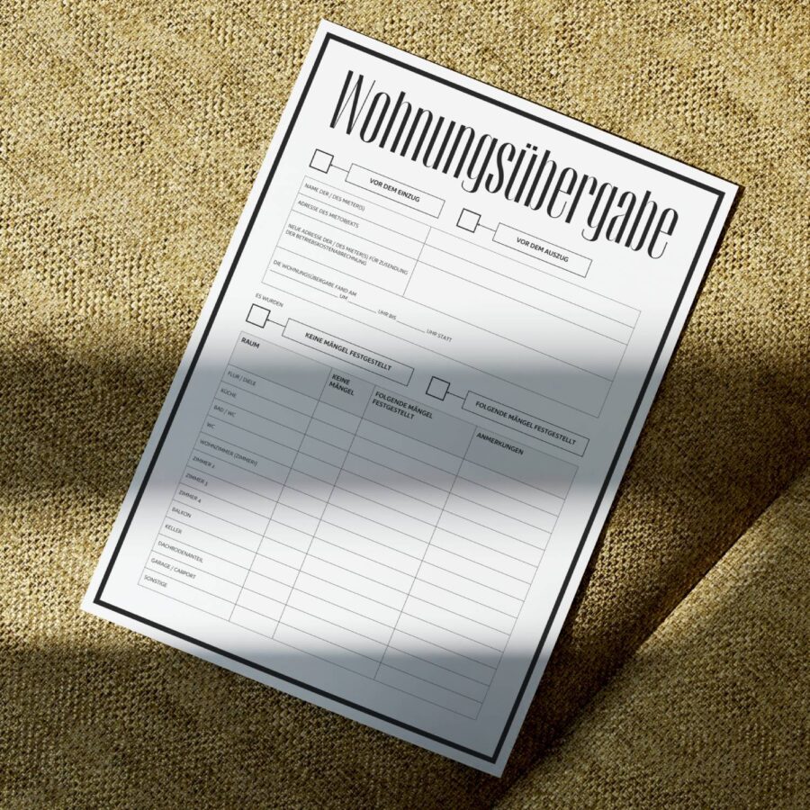 Professionell Wohnungsübergabeprotokoll Dokument A4-Format-4