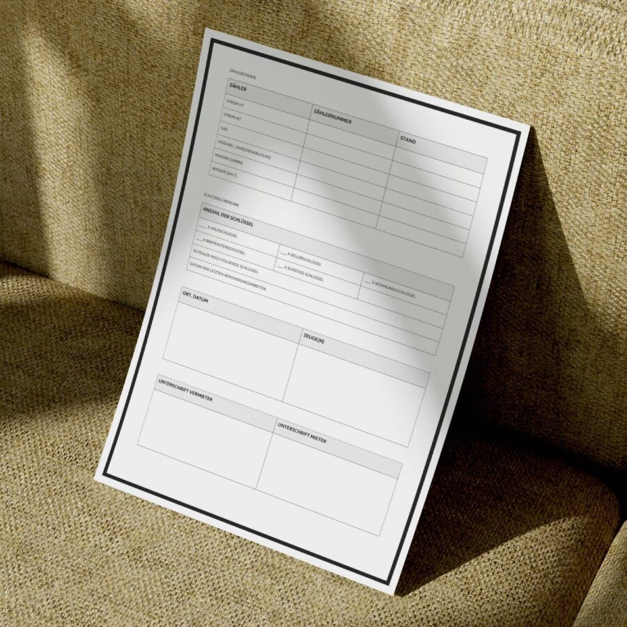 Professionell Wohnungsübergabeprotokoll Dokument A4-Format-5