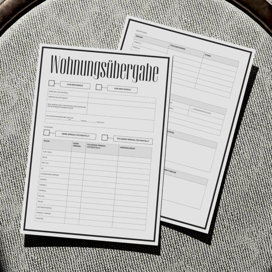 Professionell Wohnungsübergabeprotokoll Dokument A4-Format-8