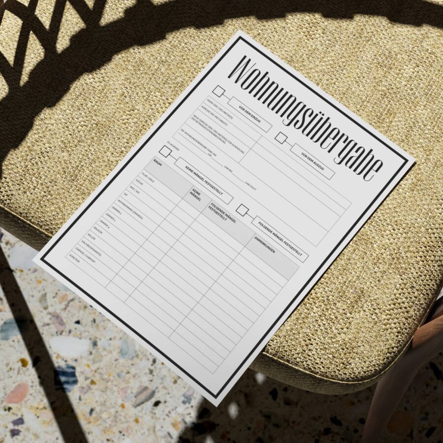 Professionell Wohnungsübergabeprotokoll Dokument A4-Format-9