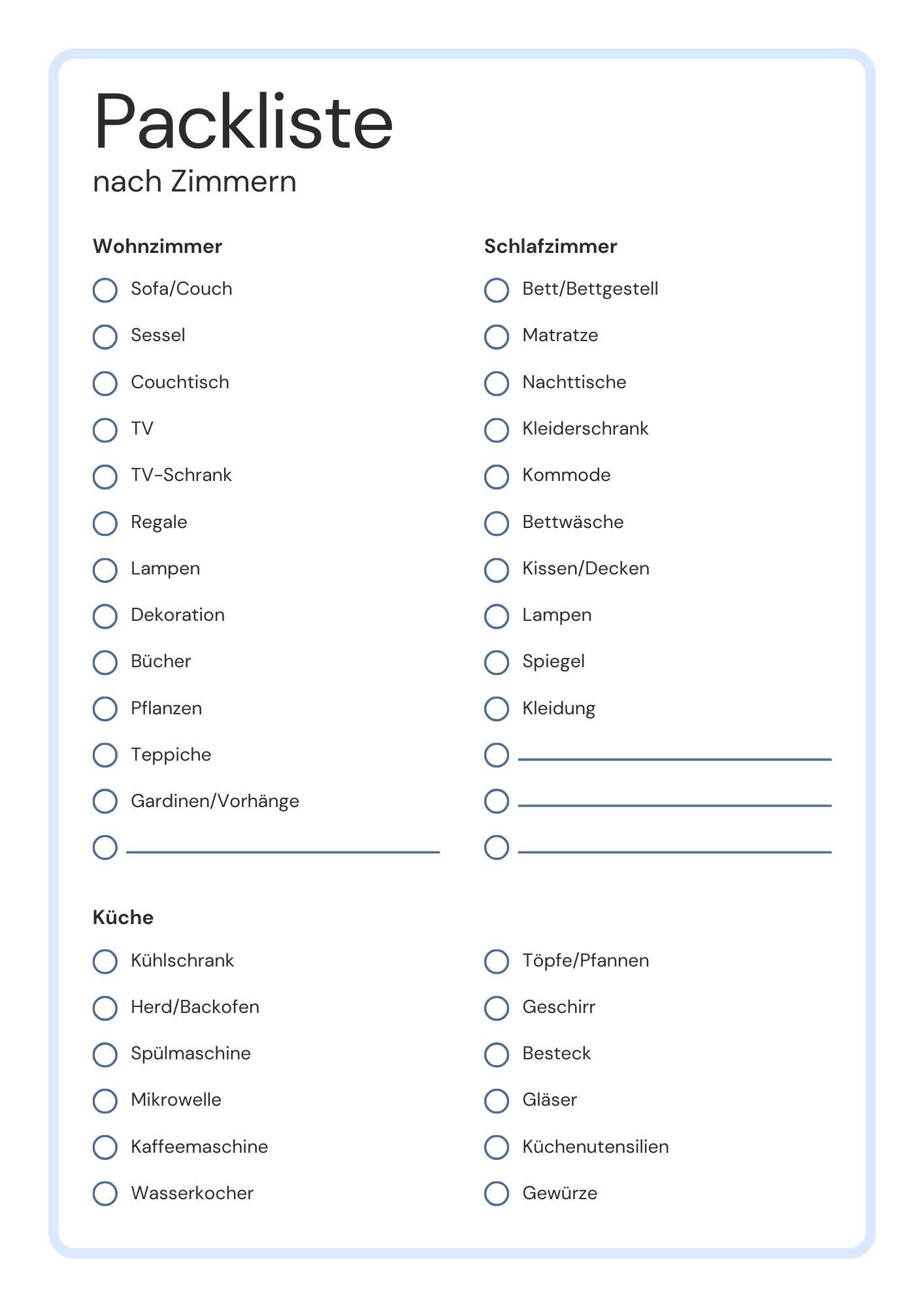 Blau Weiß und Schwarz Einfach Modern Umzugsplaner A4 Dokument-10