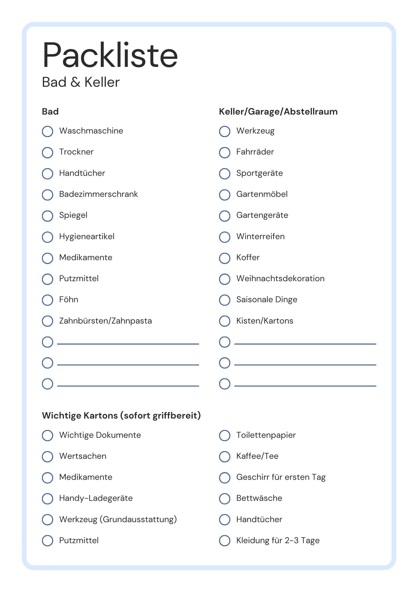 Blau Weiß und Schwarz Einfach Modern Umzugsplaner A4 Dokument-11