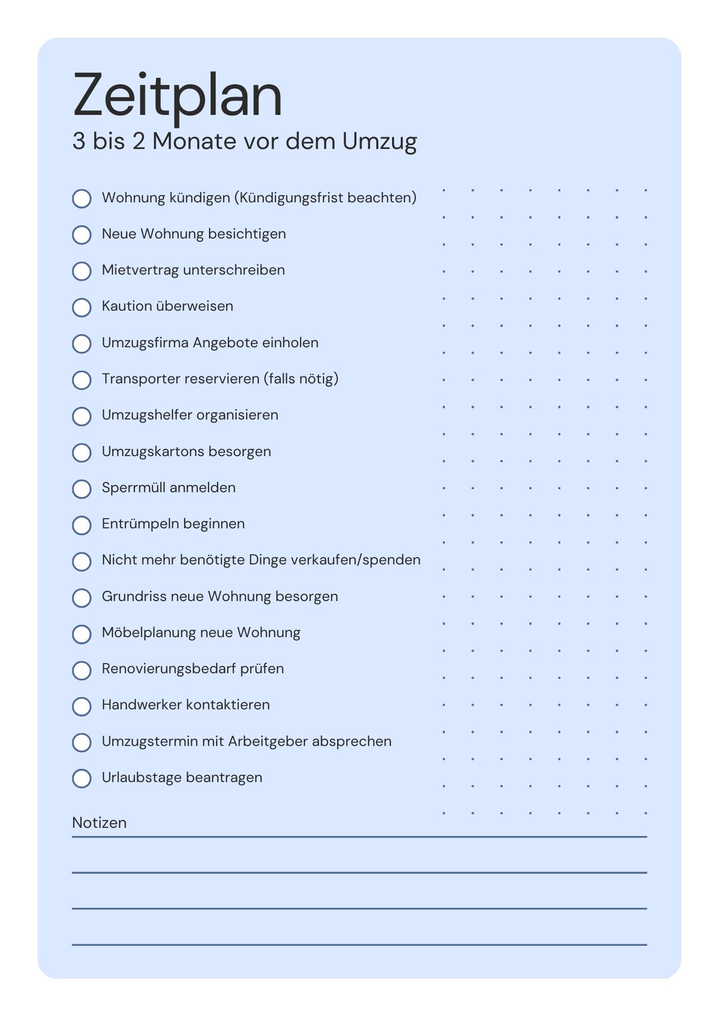 Blau Weiß und Schwarz Einfach Modern Umzugsplaner A4 Dokument-3