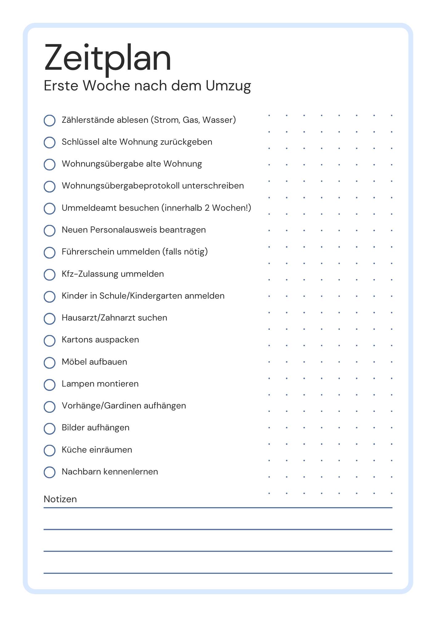 Blau Weiß und Schwarz Einfach Modern Umzugsplaner A4 Dokument-7