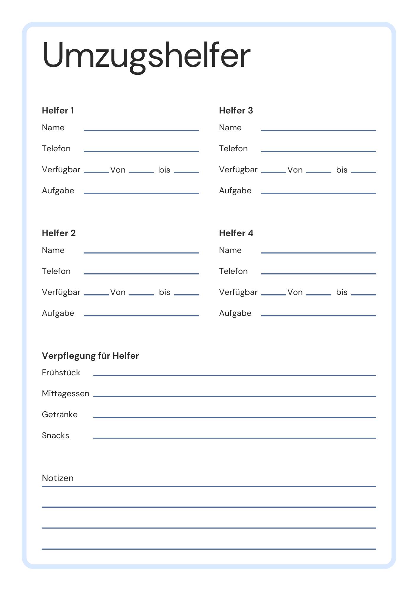 Blau Weiß und Schwarz Einfach Modern Umzugsplaner A4 Dokument-8