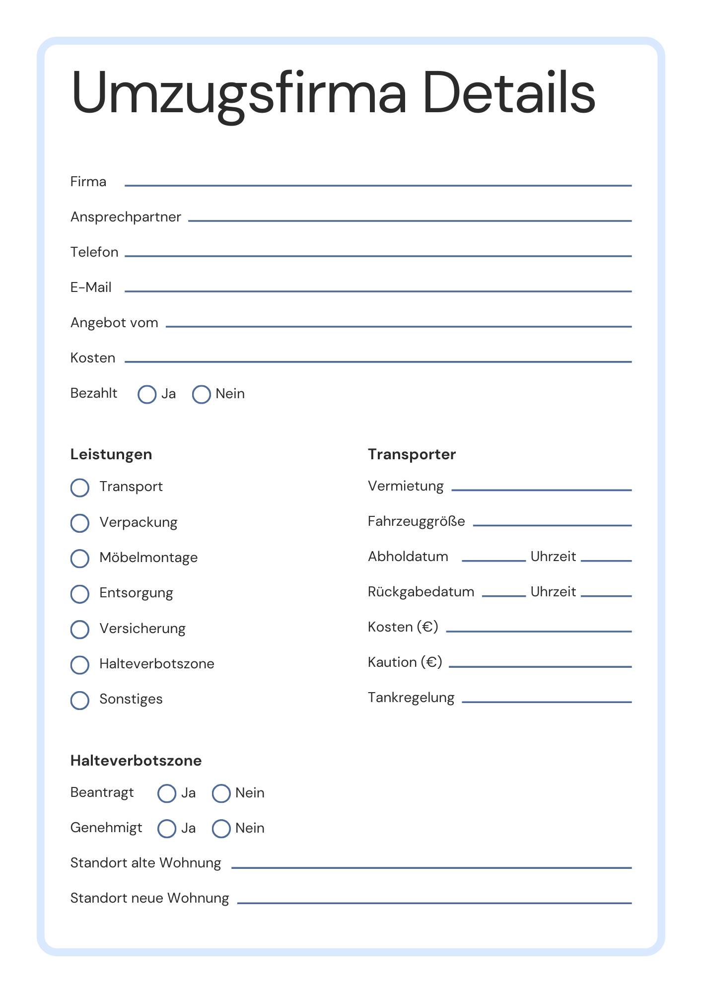 Blau Weiß und Schwarz Einfach Modern Umzugsplaner A4 Dokument-9