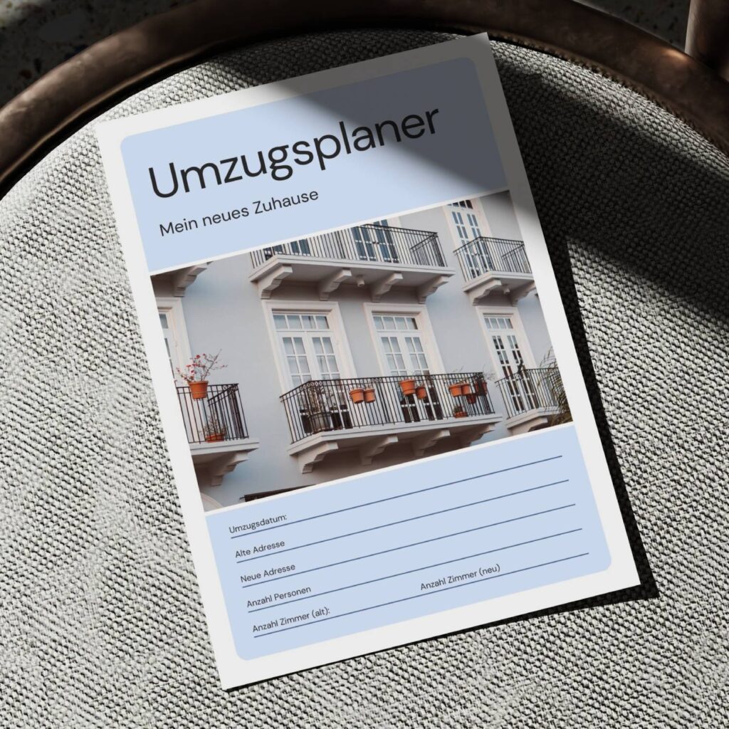Blau Weiß und Schwarz Einfach Modern Umzugsplaner A4 Dokument-vis