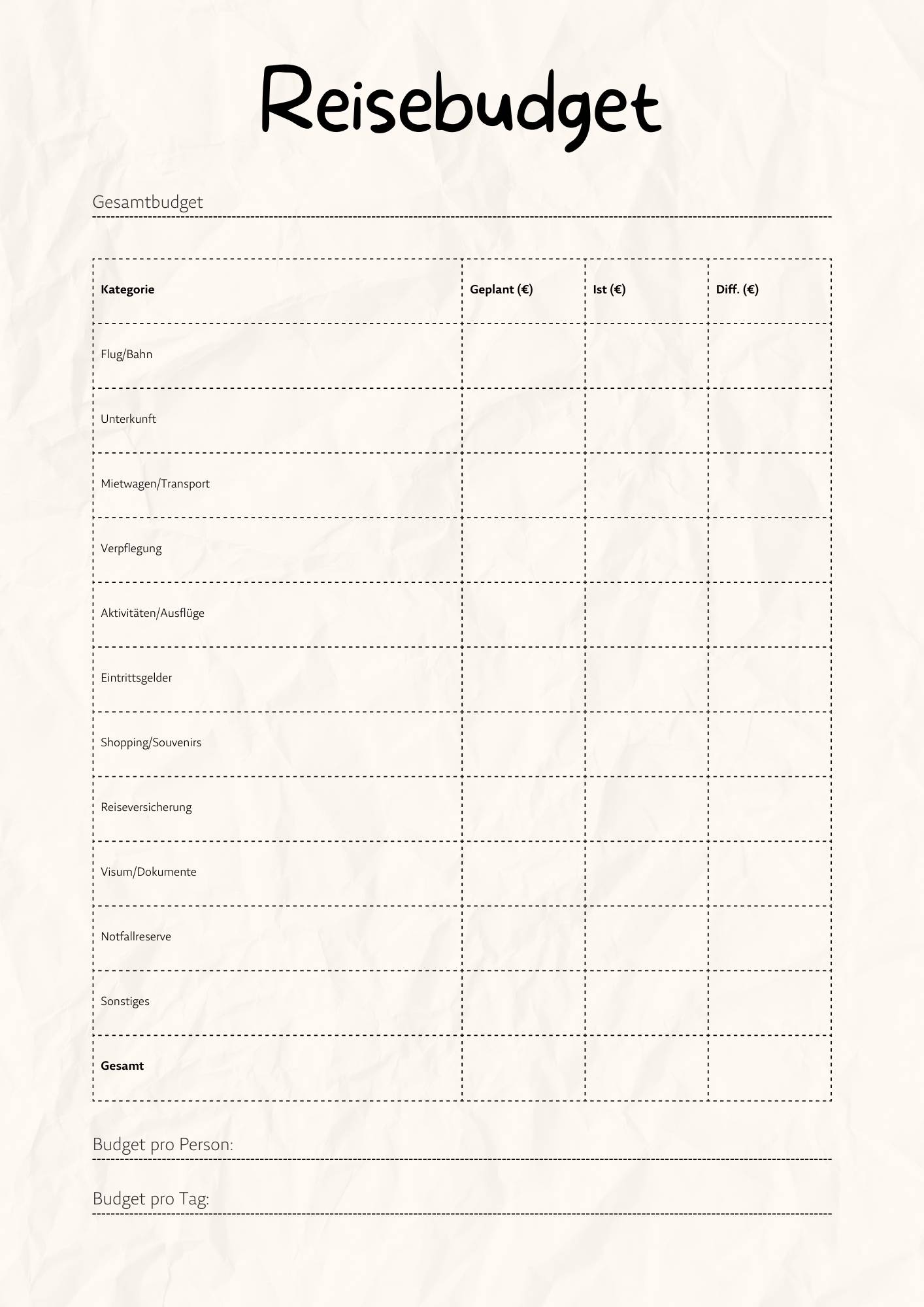 Hellgrau und Schwarz Schlicht Modern Urlaubsplaner A4 Dokument-2