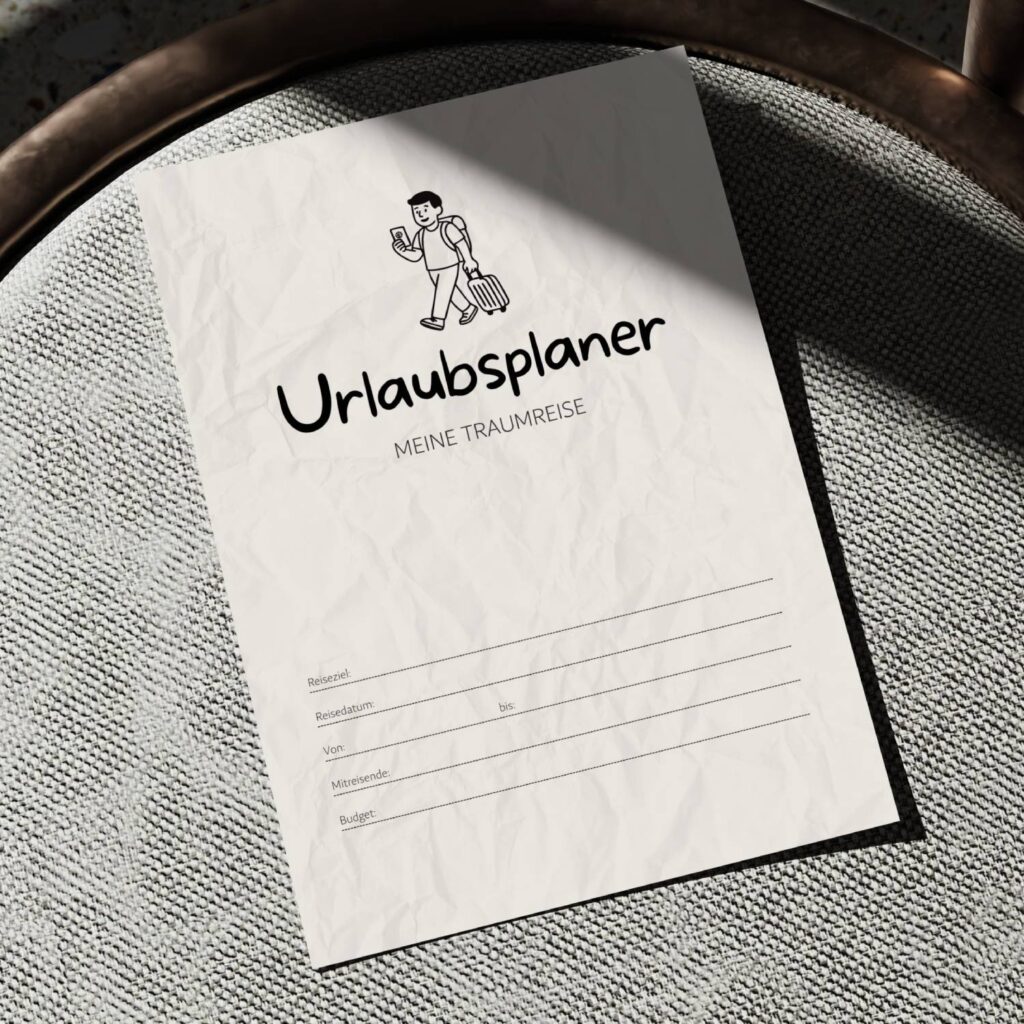 Hellgrau und Schwarz Schlicht Modern Urlaubsplaner A4 Dokument-vis