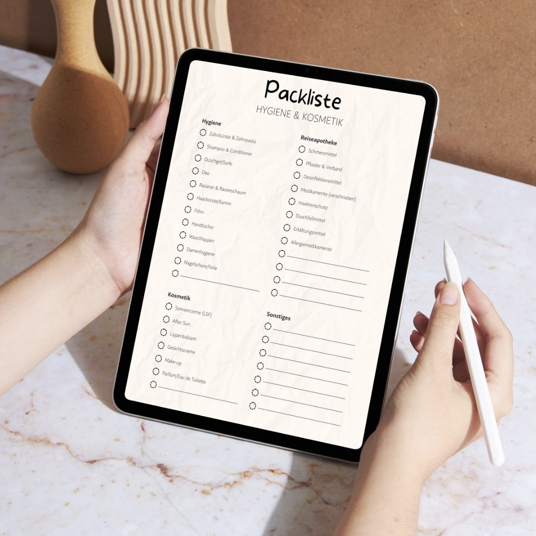 Hellgrau und Schwarz Schlicht Modern Urlaubsplaner A4 Dokument-vis-Ipad