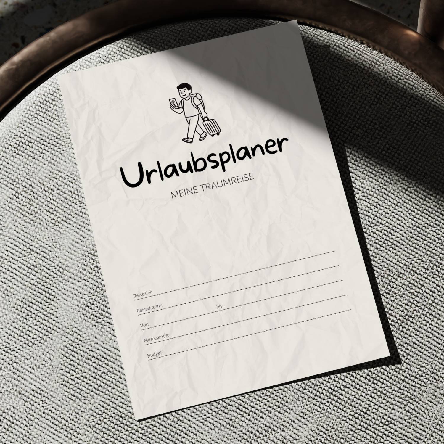 Hellgrau und Schwarz Schlicht Modern Urlaubsplaner A4 Dokument-vis