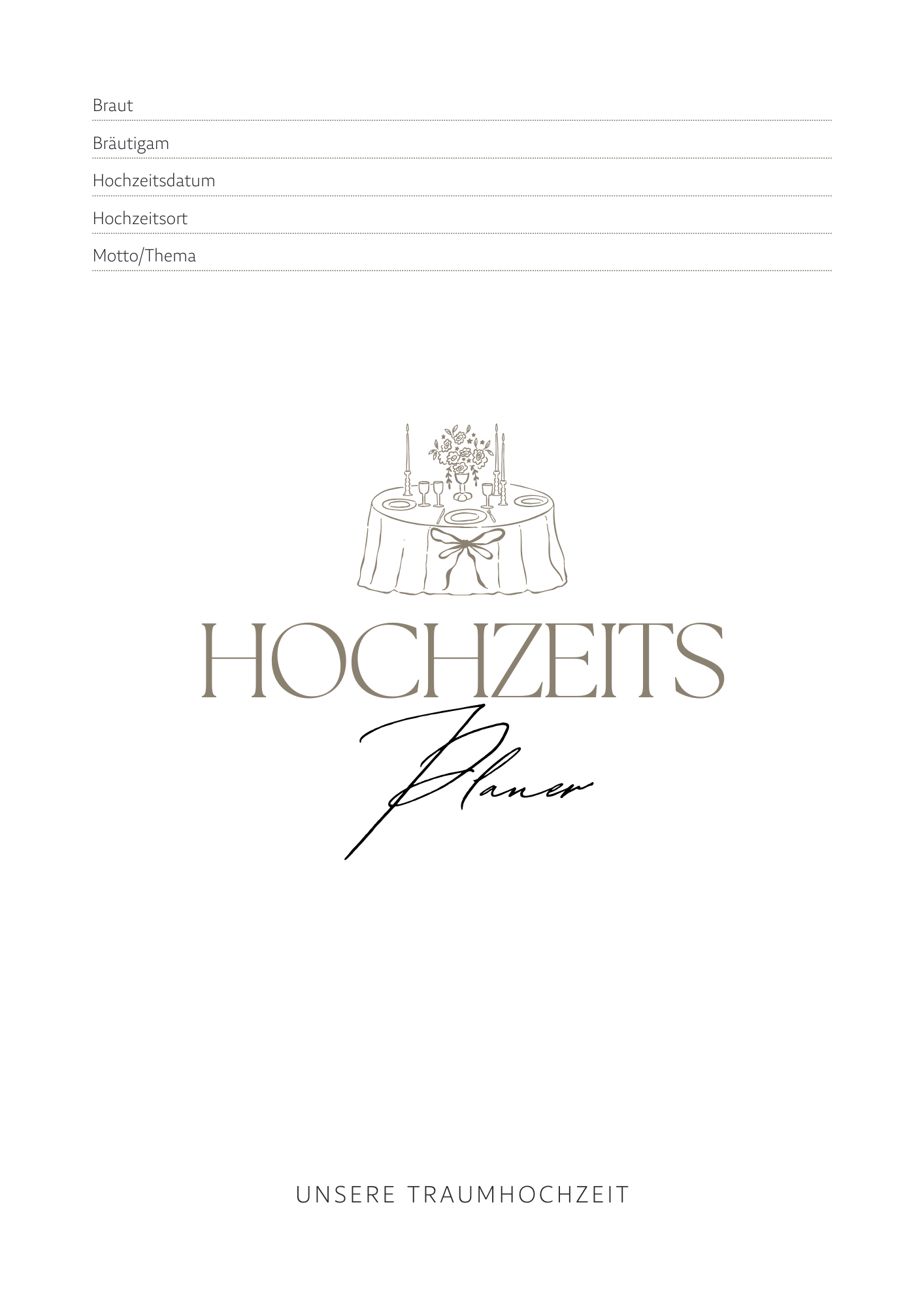 Weiß Grau Orange und Schwarz Schlicht Modern Hochzeitsplaner A4 Dokument-1