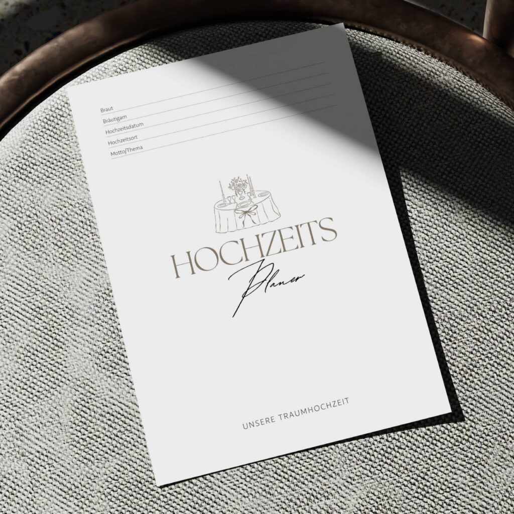 Weiß Grau Orange und Schwarz Schlicht Modern Hochzeitsplaner A4 Dokument-vis