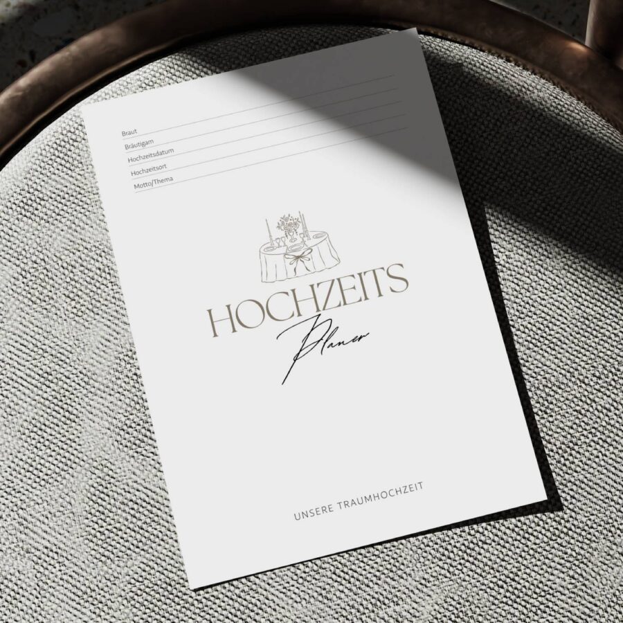 Weiß Grau Orange und Schwarz Schlicht Modern Hochzeitsplaner A4 Dokument-vis