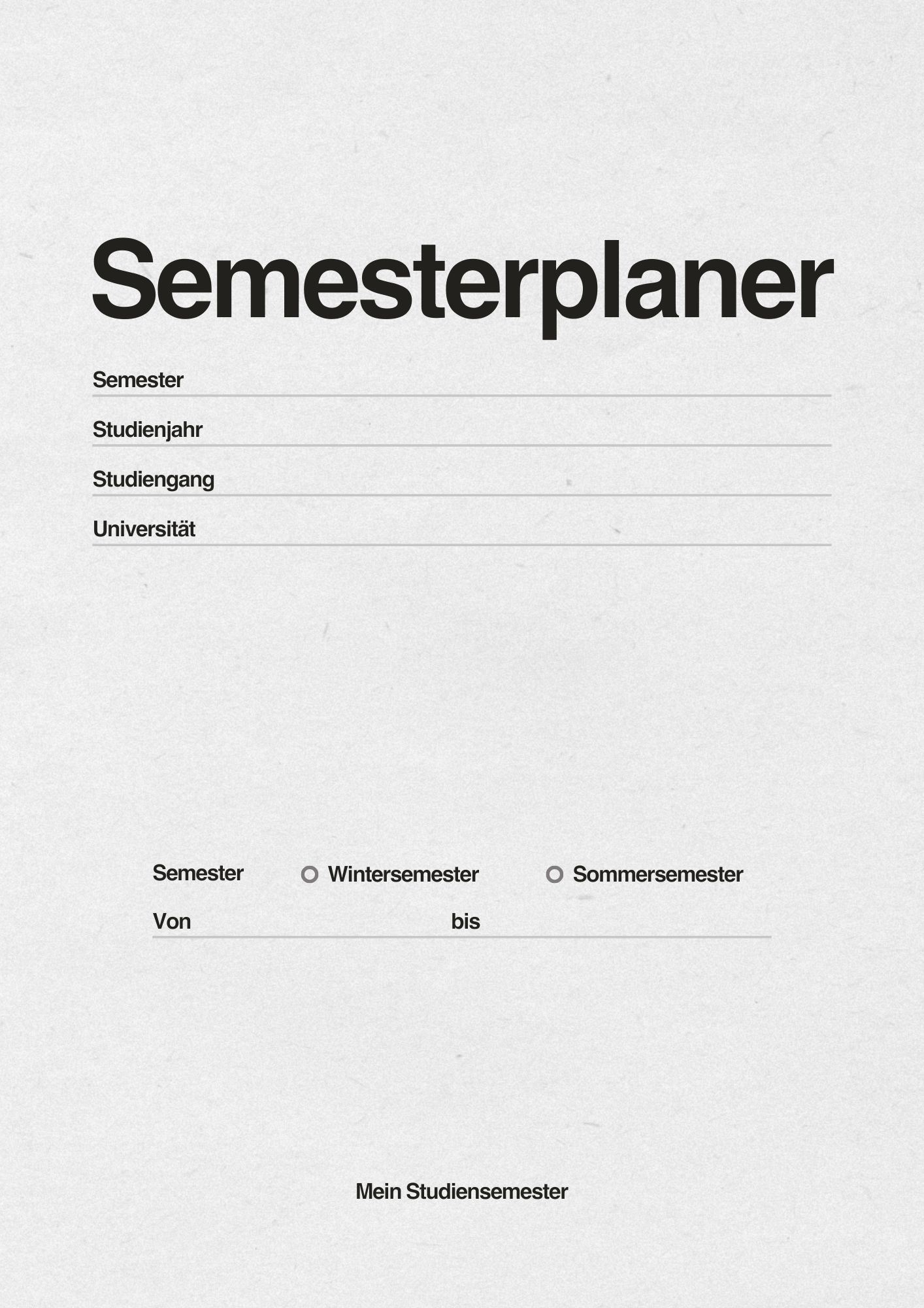 Lernplan Vorlage-Grau Beige und Schwarz Minimalistisch Modern Semesterplaner-1