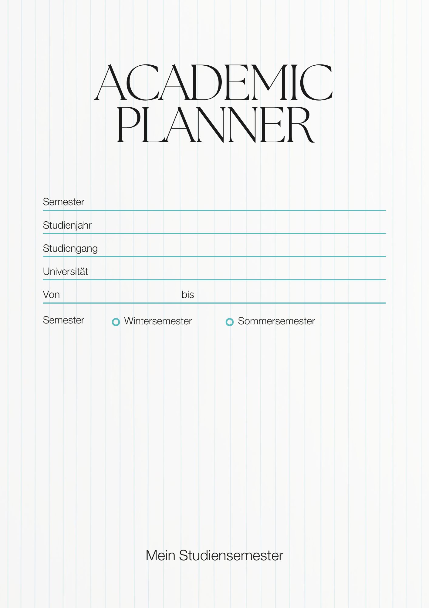 Lernplan Vorlage-Grau Cyan und Schwarz Elegant Modern Semesterplaner-1