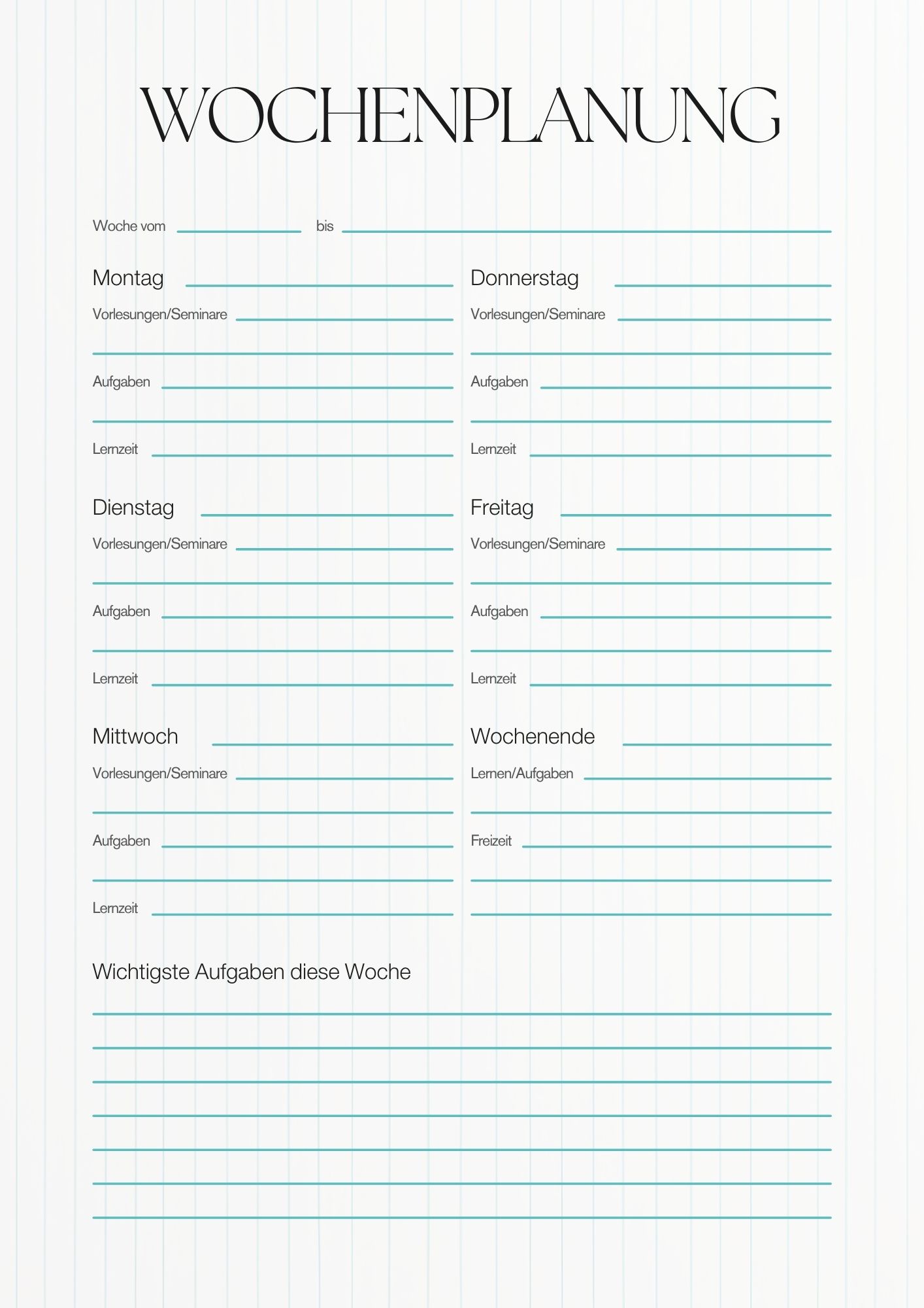 Lernplan Vorlage-Grau Cyan und Schwarz Elegant Modern Semesterplaner-7
