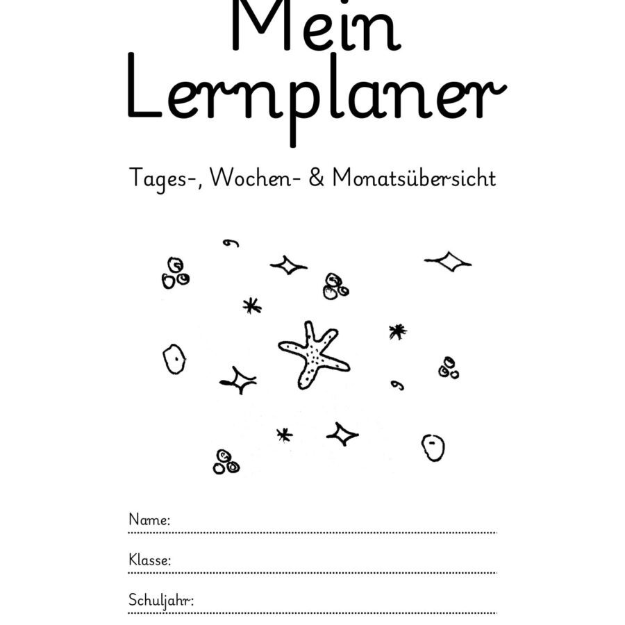 Schwarz Weiß Ozean Geometrisch Study Lernplaner-1-Lernplan Vorlage