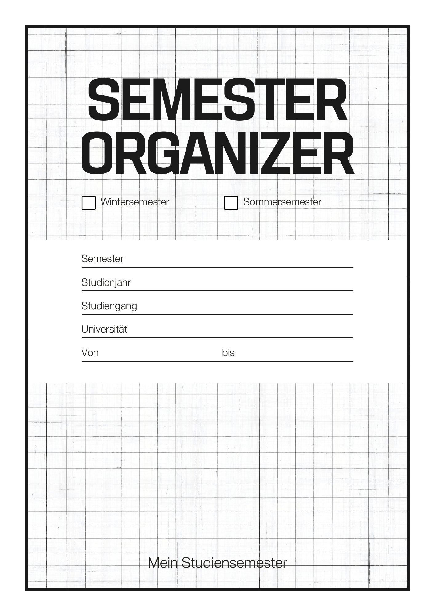 Lernplan Vorlage-Weiß Dunkelgrau und Schwarz Einfach Modern Studium Study Lernplaner-1