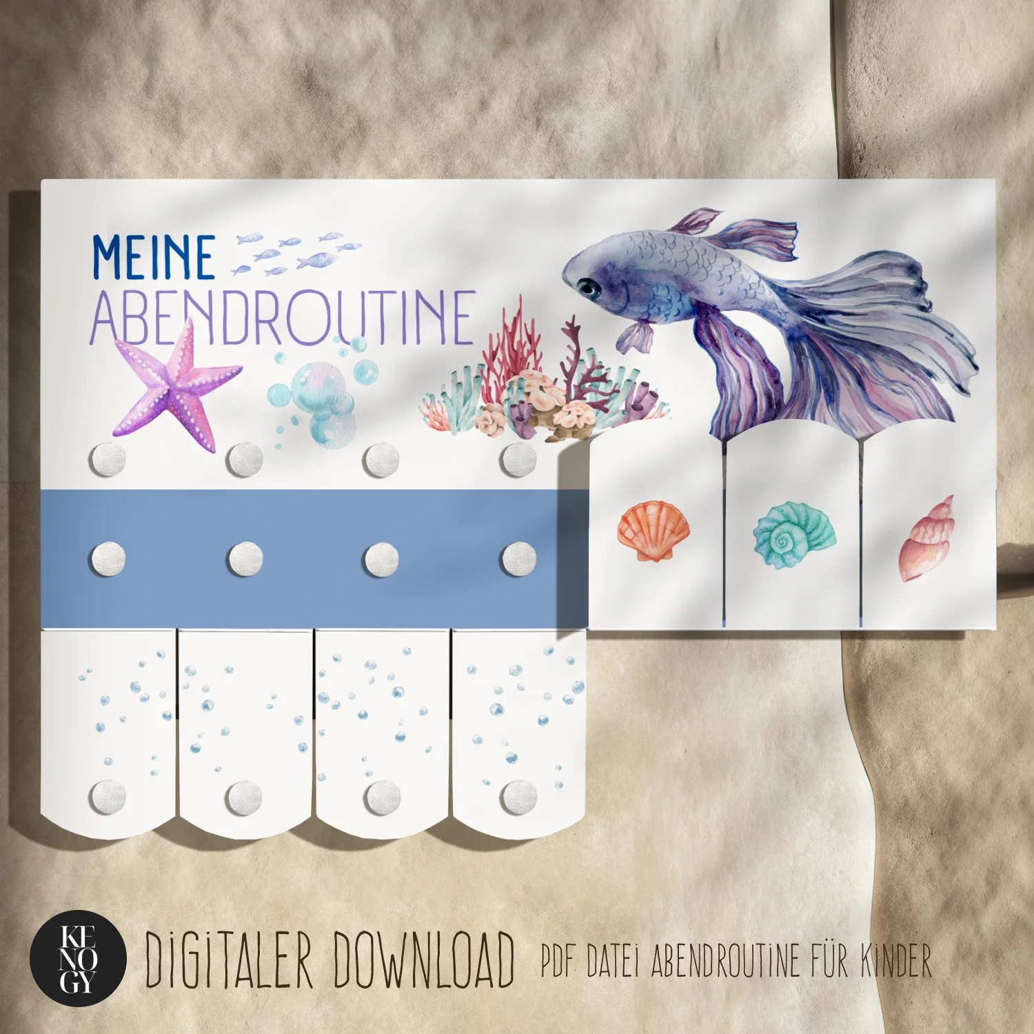 abendroutine kinder pdf - Abendroutine-Poster Kenogy DELFINE mit Delfin-Motiv