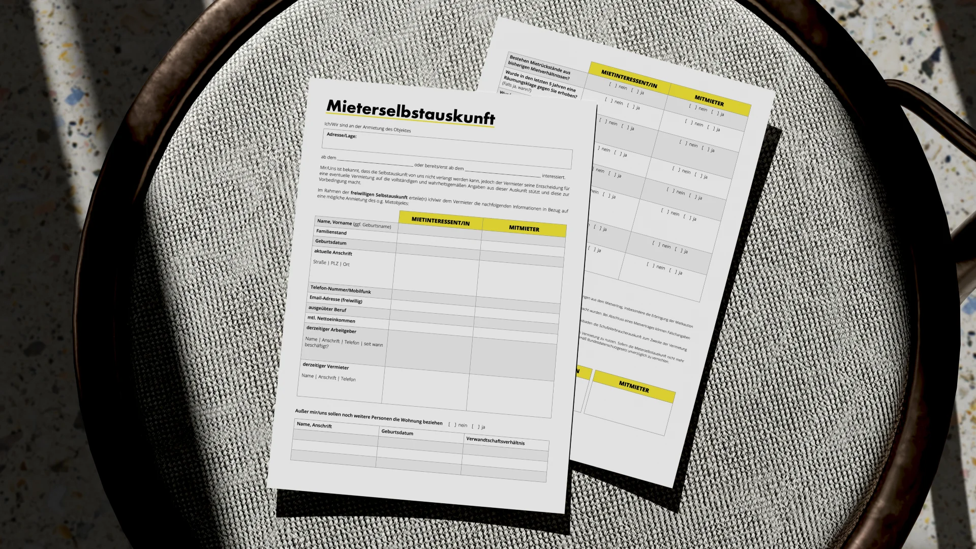 mieterselbstauskunft - Mieterselbstauskunft Formular Detail