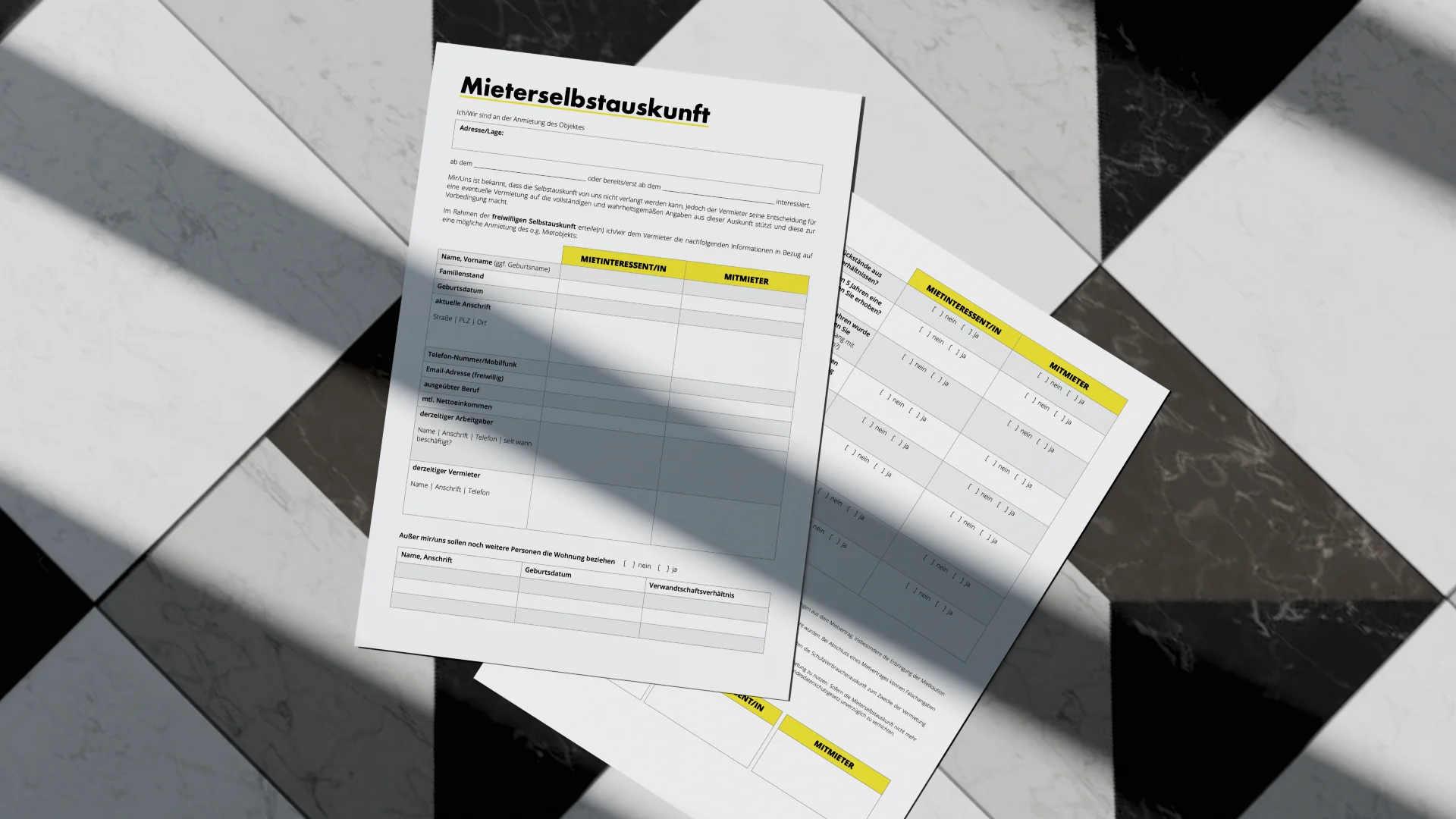 mieterselbstauskunft - Mieterselbstauskunft Formular Ansicht