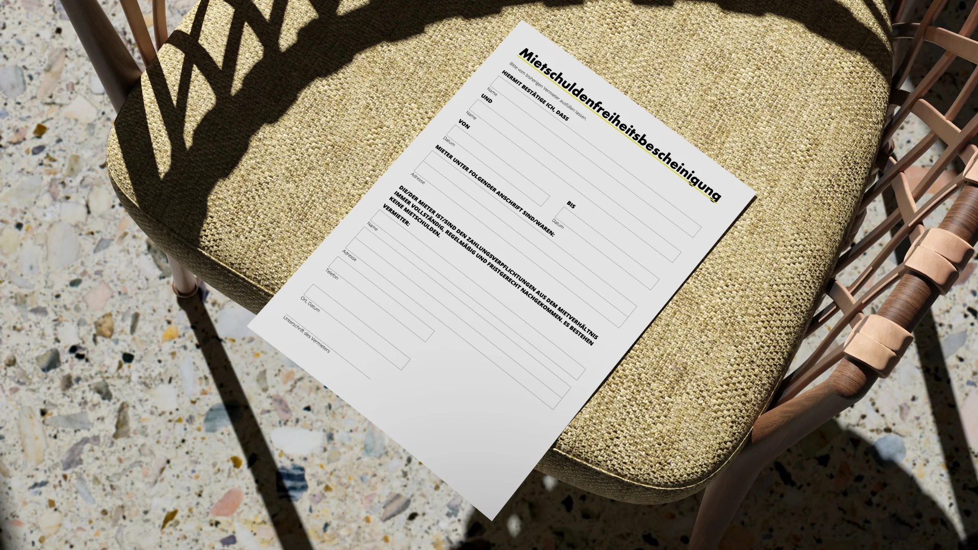 mietschuldenfreiheitsbescheinigung - Formular Übersicht