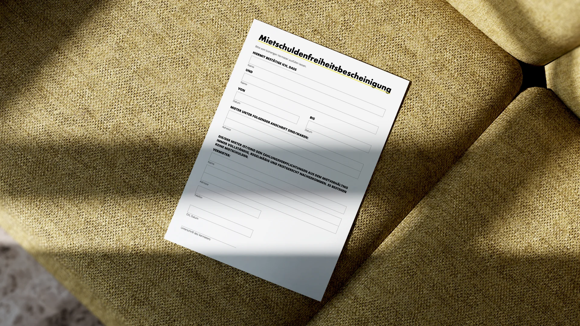mietschuldenfreiheitsbescheinigung - Formular Detail