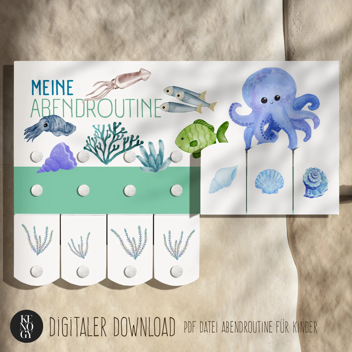 morgenroutine kinder pdf - Abendroutine-Poster Kenogy OKTOPUS mit Seepferdchen