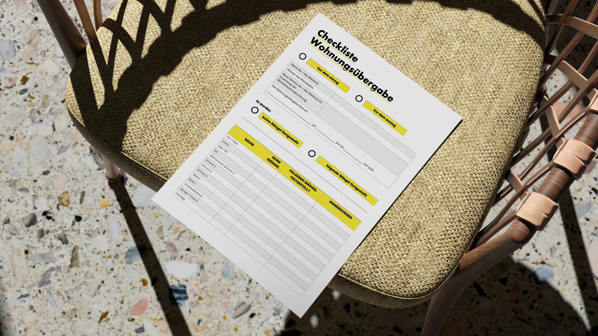 wohnungsübergabeprotokoll - Checkliste Übersicht